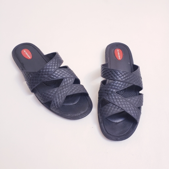 Okabashi Cross Strap Eco-Friendly, Waterproof Black Slide Sandals, Size L - Picture 8 of 8